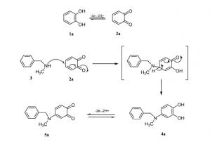 Mechanistic investigation of the electrooxidation of catechols in the presence of <em>N</em>-methylbenzylamine at room temperature:synthesis of new quinone derivatives