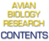 Contents: Avian Biology Research Volume 5 Issue 1 2012