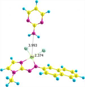 Quantum mechanical study on the rate determining steps of the reaction between 2-aminopyrimidine with dichloro-[1-methyl-2-(naphthylazo) imidazole] palladium(II) complex
